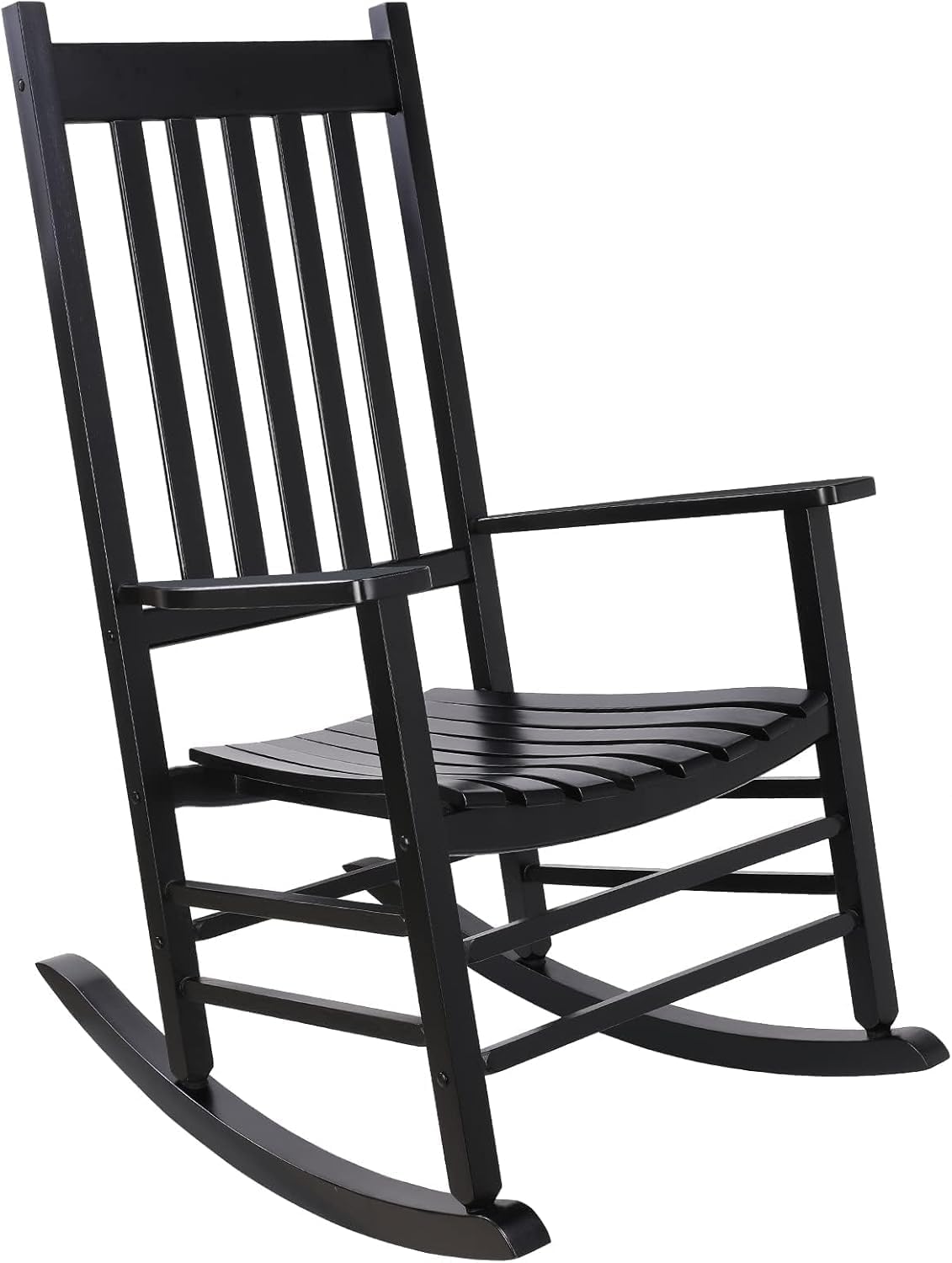 TLGREEN Solid Wood Outdoor Rocking Chair Featuring High Backrest, Simple Assembly for Porch, Garden, Lawn, Balcony
