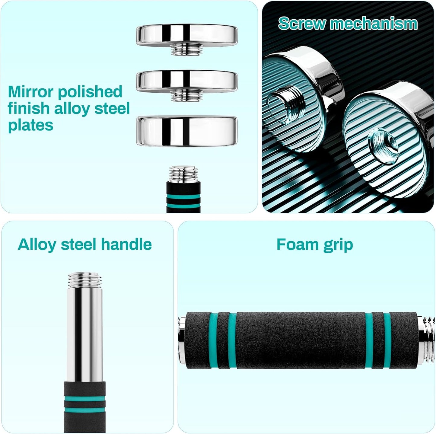 Steel Adjustable Dumbbell Set of 2, 5/10/15lb Free Weights Dumbbells Set, Non-Slip and Comfortable Foam Handle, for Home Gym Office Exercise