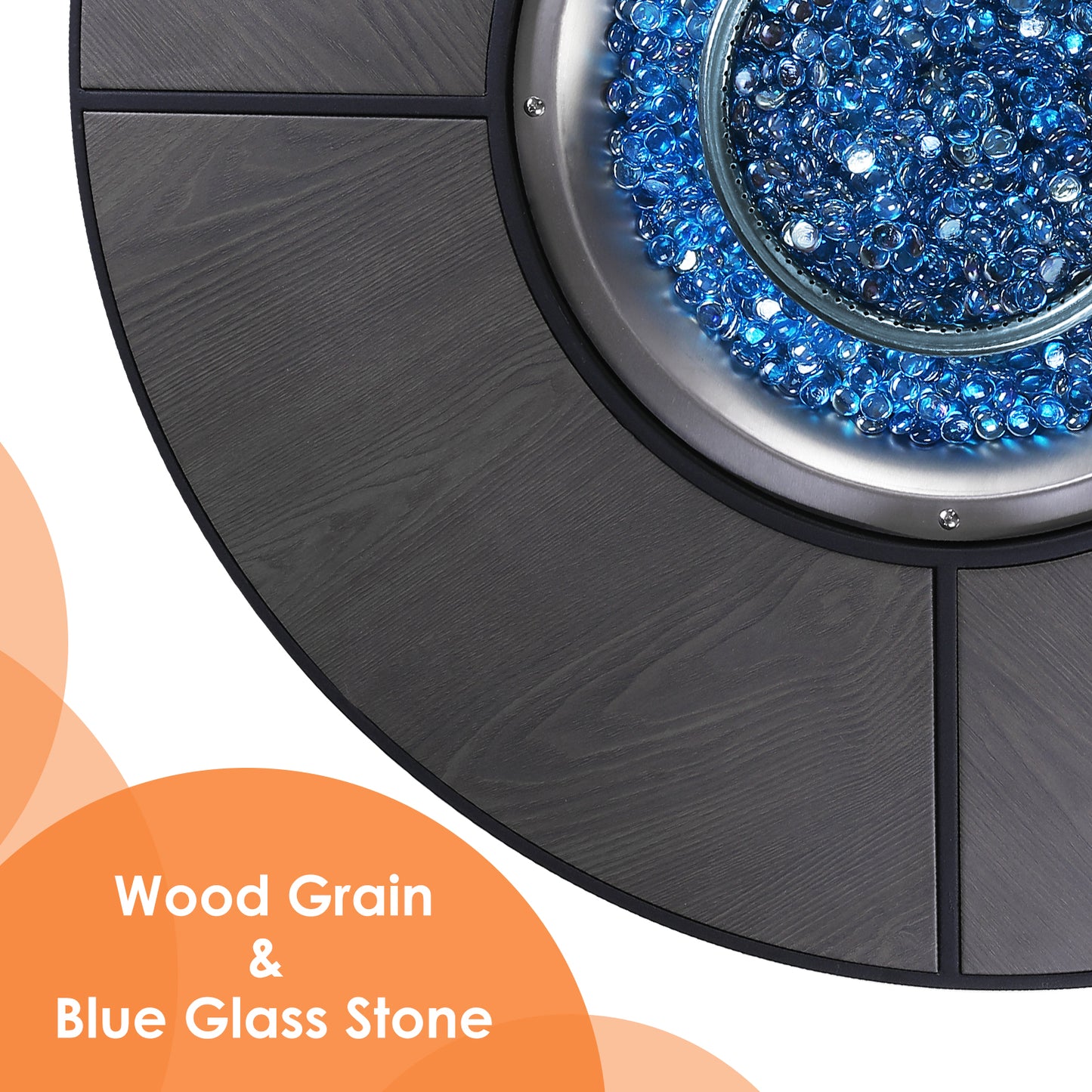 TLGREEN 42" Propane Fire Pit Table with Lid and Blue Stone, 50,000 BTU Auto-Ignition Circular Gas Fire Pit for Outdoor, with Waterproof Cover, CSA Certified