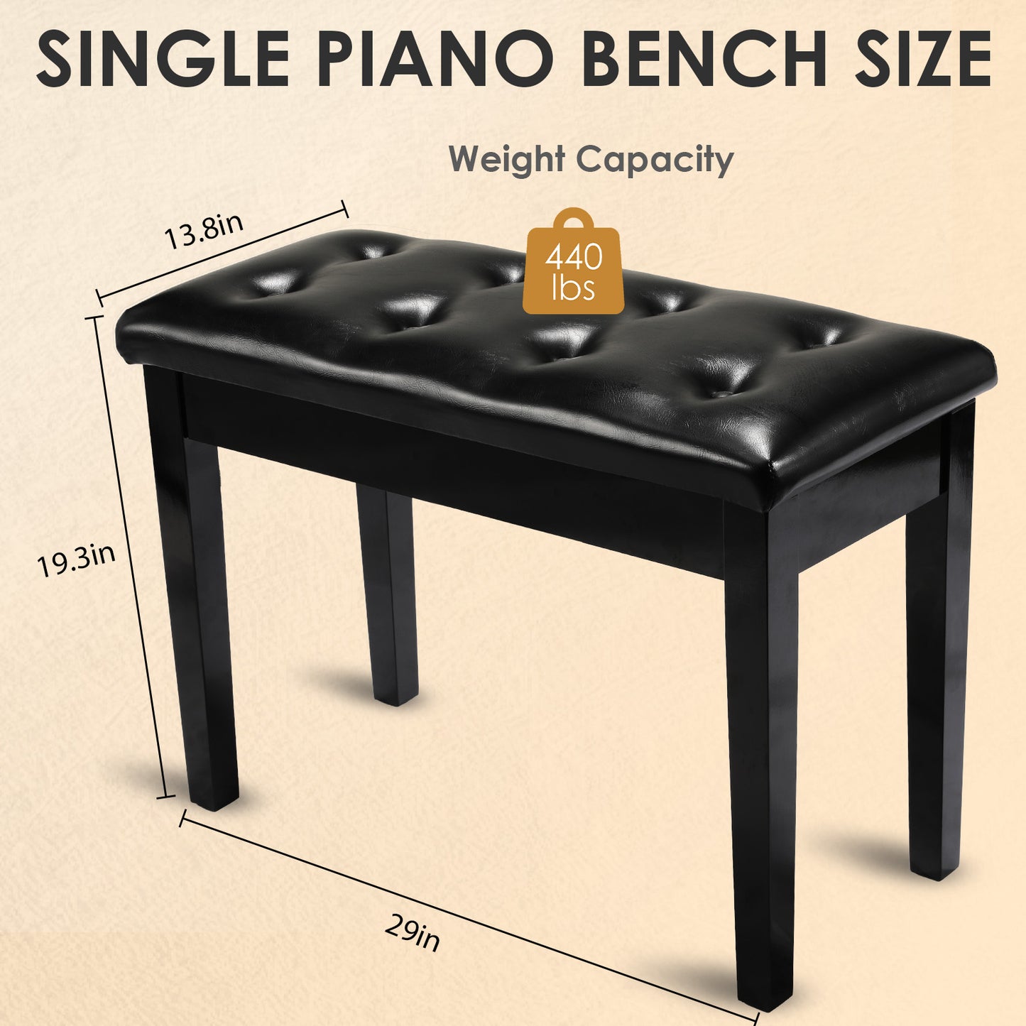 TLGREEN Wooden Duet Piano Bench with Storage & Padded Faux Leather Seat for Music Books