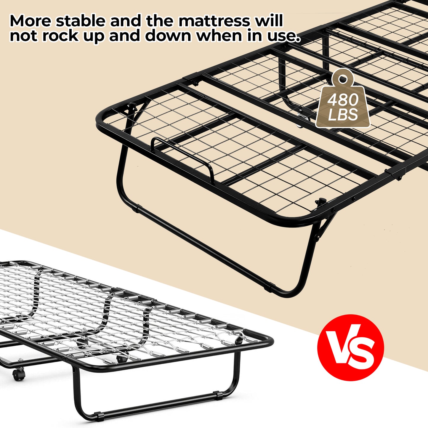 TLGREEN Portable Folding Bed with Mattress - Cot Size, 4" Memory Foam, Sturdy Metal Frame, Space-Saving for Guests or Small Rooms