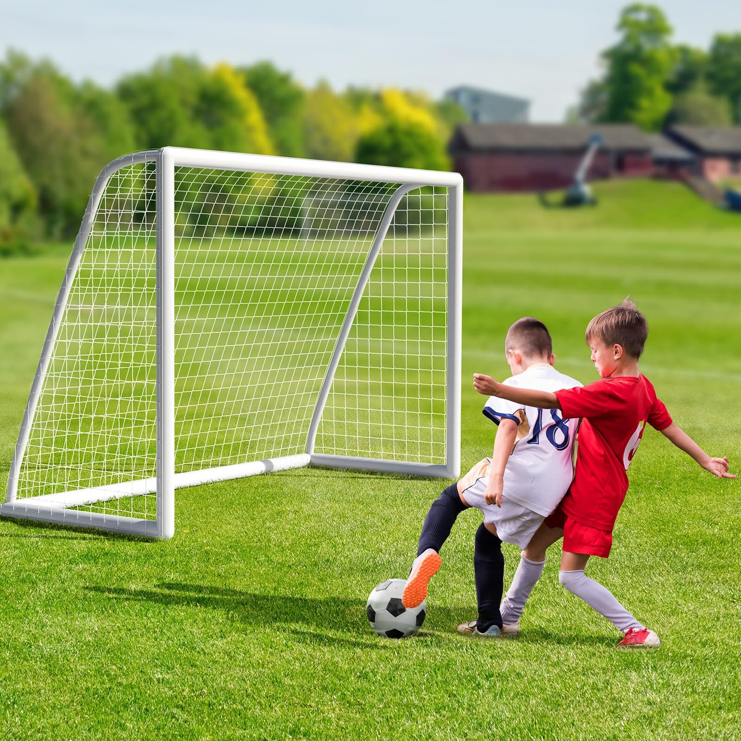 TLGREEN 10x6.5ft Soccer Goal Set for Kids and Adults, with Weatherproof UPVC Frame, Soccer Nets, Carry Bag, Ground Stakes