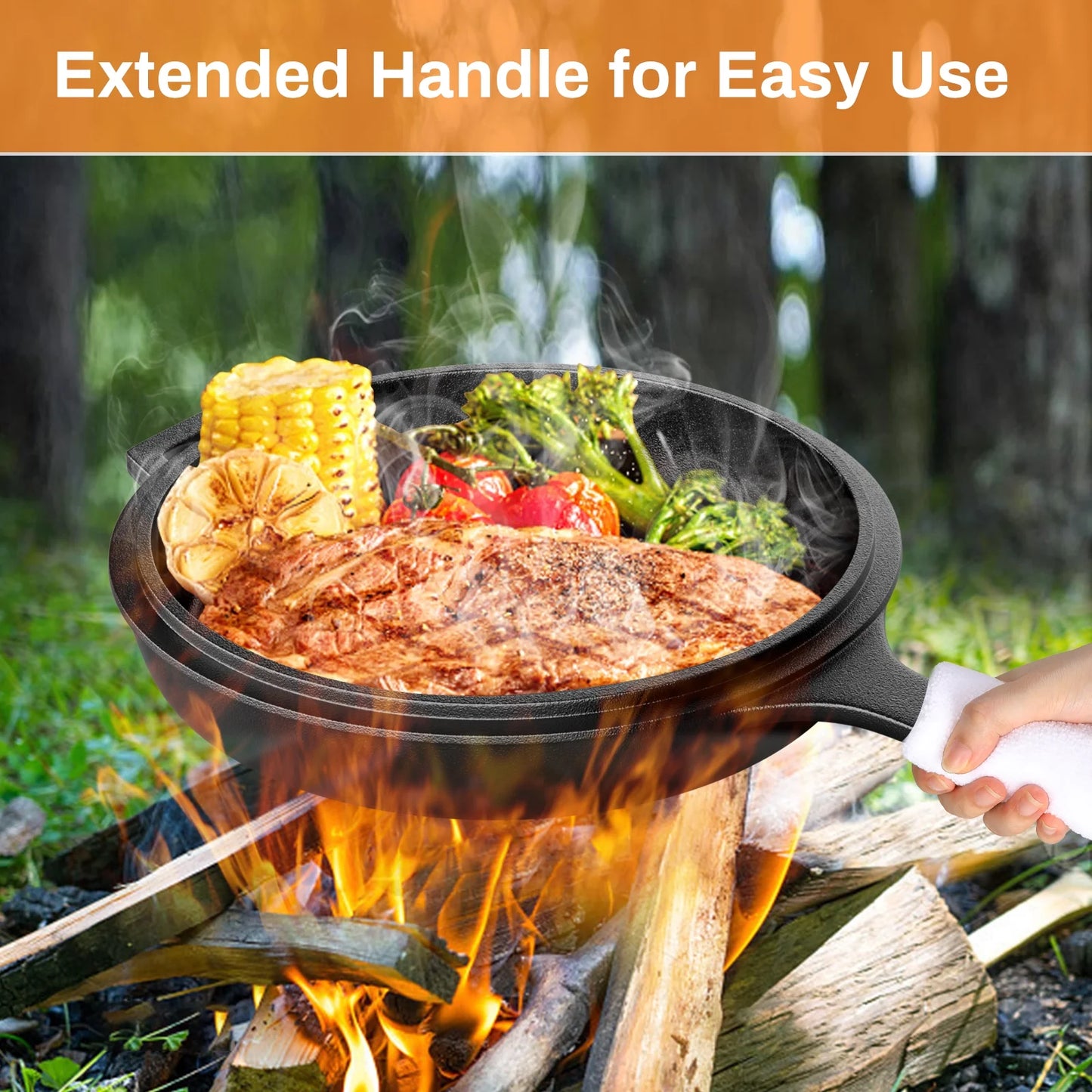 TLGREEN 2-in-1 Cast Iron Dutch Oven Pot, with Skillet & Lid - 2.9 Qt Deep Pot + 1.27 Qt Frying Pan, Versatile for Oven, Stove, Grill, Campfire