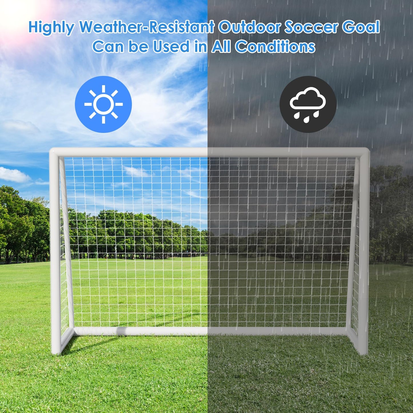 TLGREEN 10x6.5ft Soccer Goal Set for Kids and Adults, with Weatherproof UPVC Frame, Soccer Nets, Carry Bag, Ground Stakes