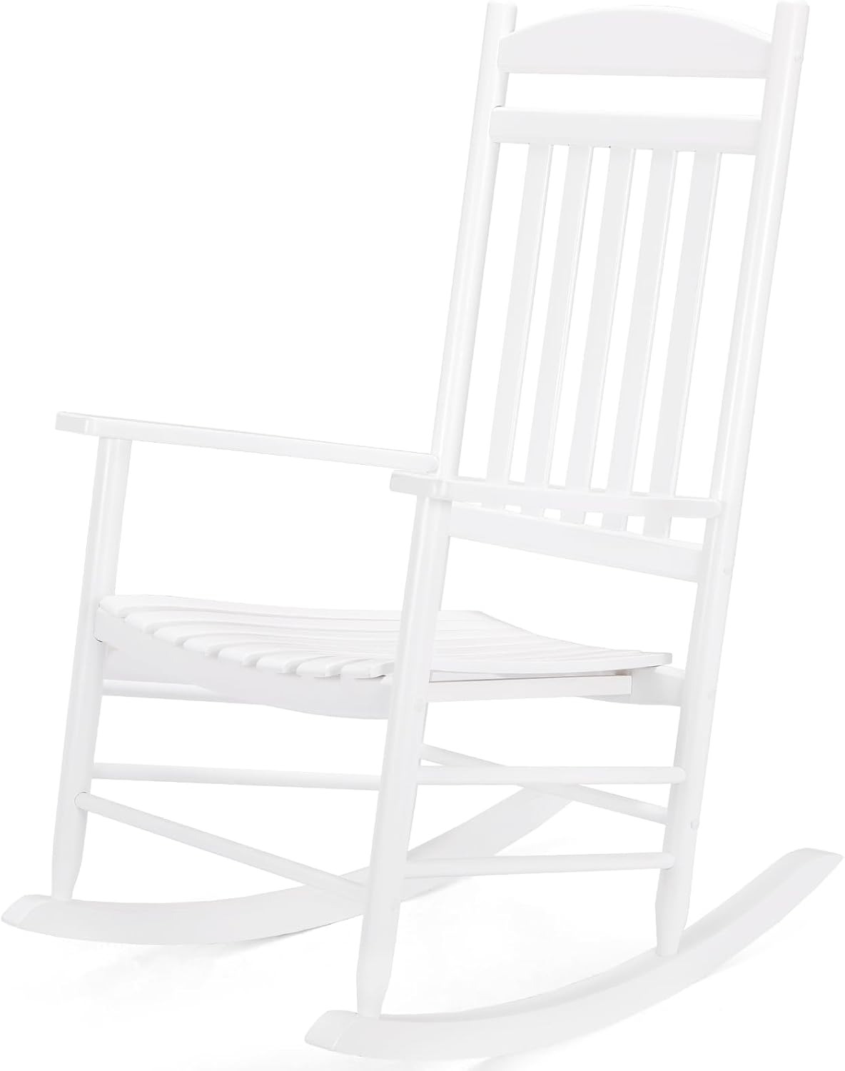 Solid Wood Outdoor Rocking Chair with High Back, Easy to Assemble for Porch, Garden, Lawn, Balcony