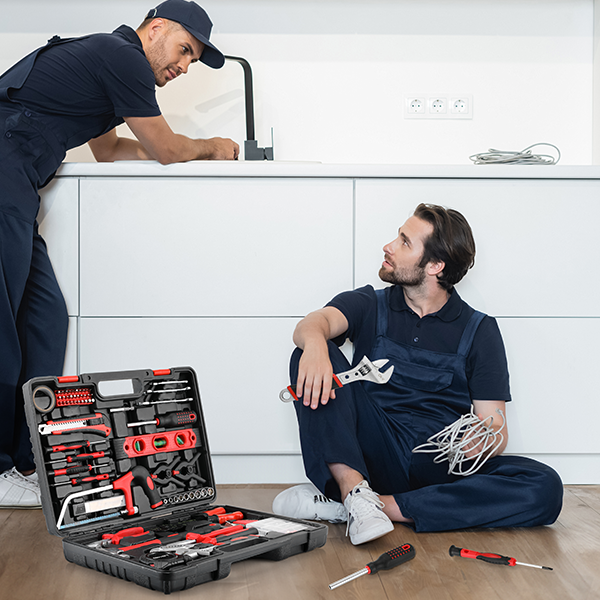 TLGREEN 218-Piece Tool Kit - Mechanics Tool Set with Sockets, Wrenches, Saw, Adjustable Wrench & Portable Storage Case, Perfect for Home, Garage, or Motorcycle Repair