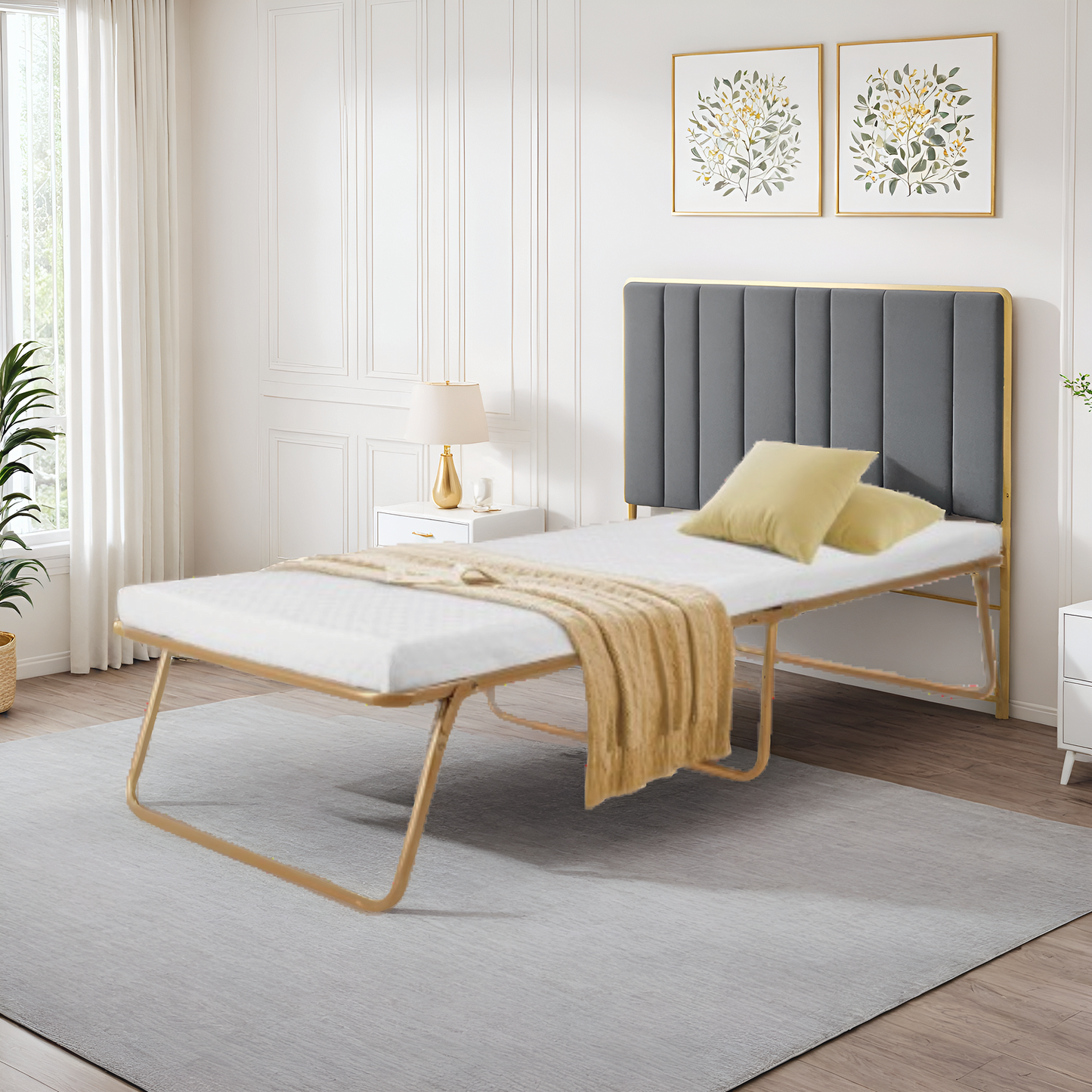 Portable Folding Bed with Memory Foam Mattress - Rollaway Guest Bed for Adults, Sturdy Metal Frame, No Assembly