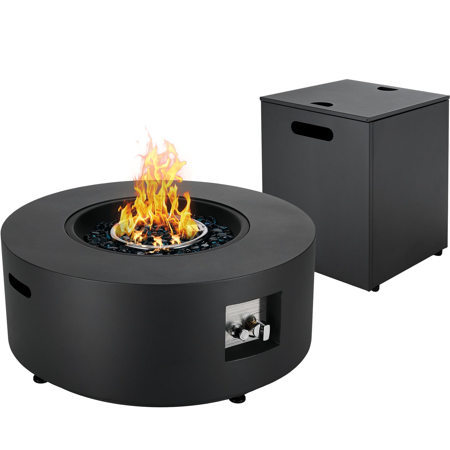 30 in Propane Fire Pit Table Set,2 in 1 Round Patio Heater Table, 50,000 BTU, Adjustable Legs, Outdoor Gas Firepit, for Backyard, Garden,Pool,Balcony, Gray