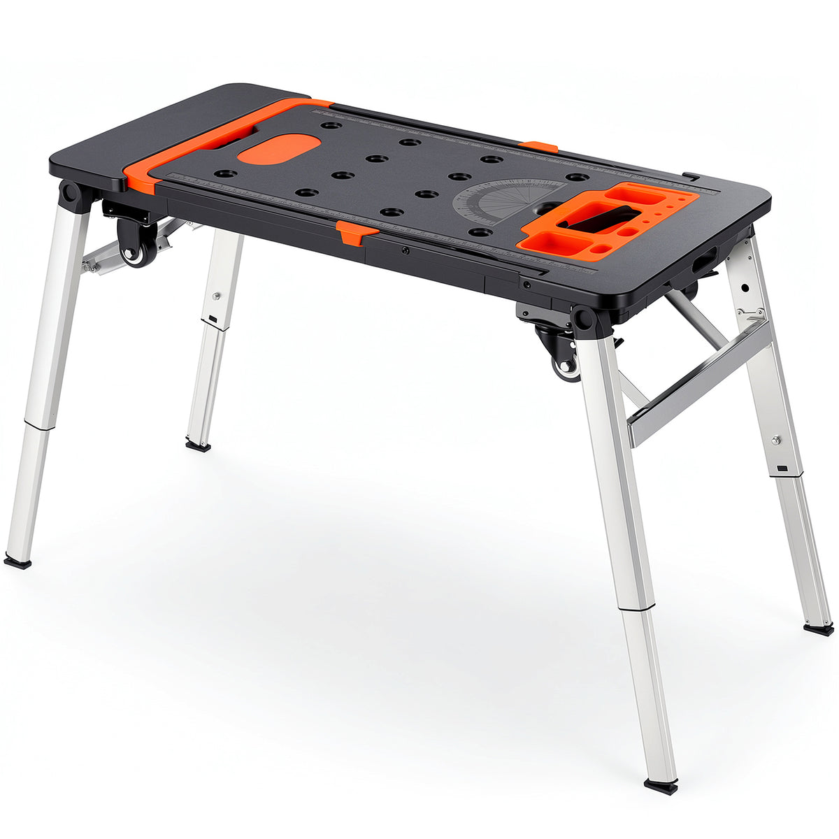 TLGREEN 7-in-1 Multifunctional Portable Workbench with Wheels. Folding Work Table Converts to Sawhorse, Scaffold, Creeper, Dolly and Hand Truck; Mobile Setup for Garage Projects, DIY