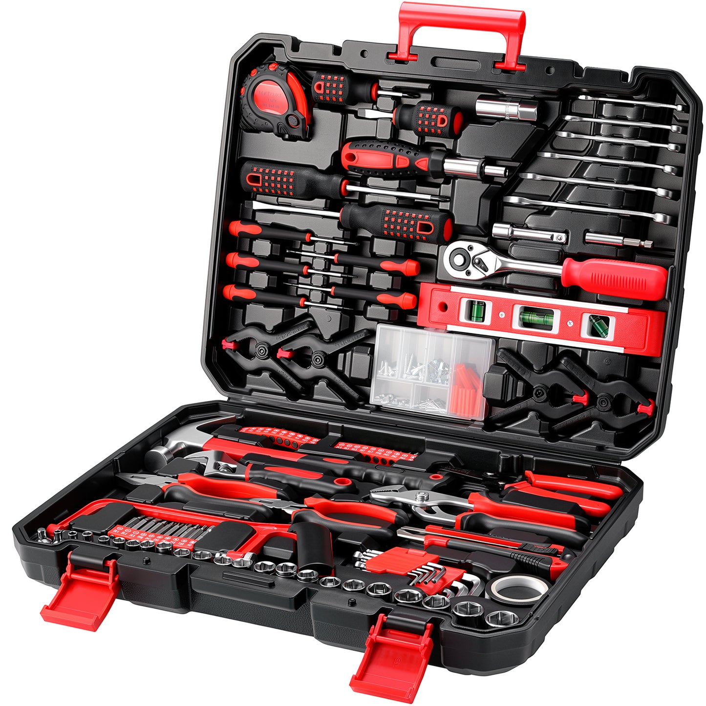 TLGREEN 198 Piece Tool Set, Hand Tool Kit for Home, with Tool Box, Screwdrivers,Socket Adaptor, Wrench,Pliers Saw, Household Tool Set for Home, Car, Garage, Perfect Christmas Gift