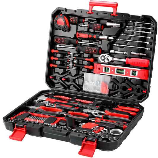 TLGREEN 198 Piece Tool Set, Hand Tool Kit for Home, with Tool Box, Screwdrivers,Socket Adaptor, Wrench,Pliers Saw, Household Tool Set for Home, Car, Garage, Perfect Gift