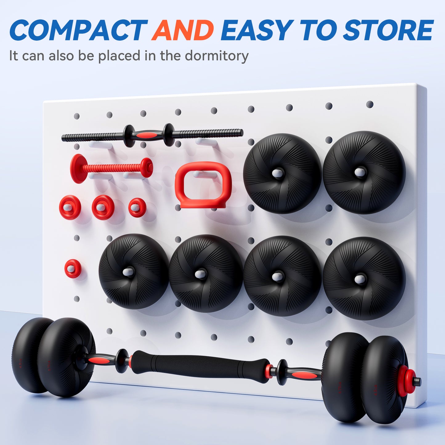 Adjustable Dumbbell Set, 45lbs/67lbs Free Weight Set, 4-in-1 Used as Barbell, Dumbbells, Kettlebell, Weight Plates, Soft Rubber Coated, Space Saving Fitness Exercise for Men/Women