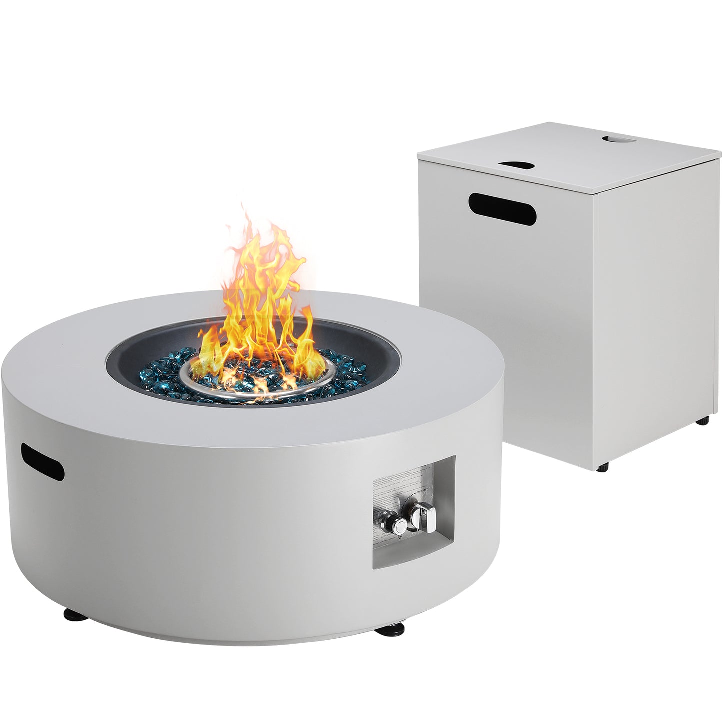 30 in Propane Fire Pit Table Set,2 in 1 Round Patio Heater Table, 50,000 BTU, Adjustable Legs, Outdoor Gas Firepit, for Backyard, Garden,Pool,Balcony, Gray