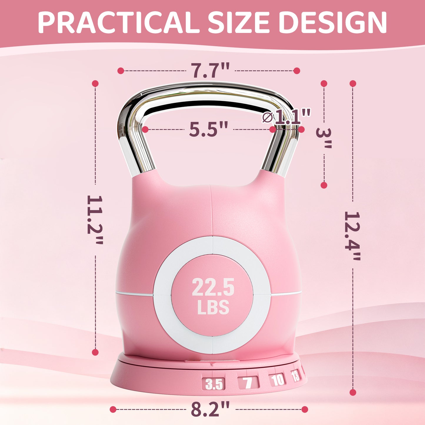 TLGREEN Adjustable Kettlebell Set- 7 Weights (22.5lb/44lb), Quick-Change Weight Dial and Weight Plate Safety Lock, for Full-Body Workout & Cross-Training