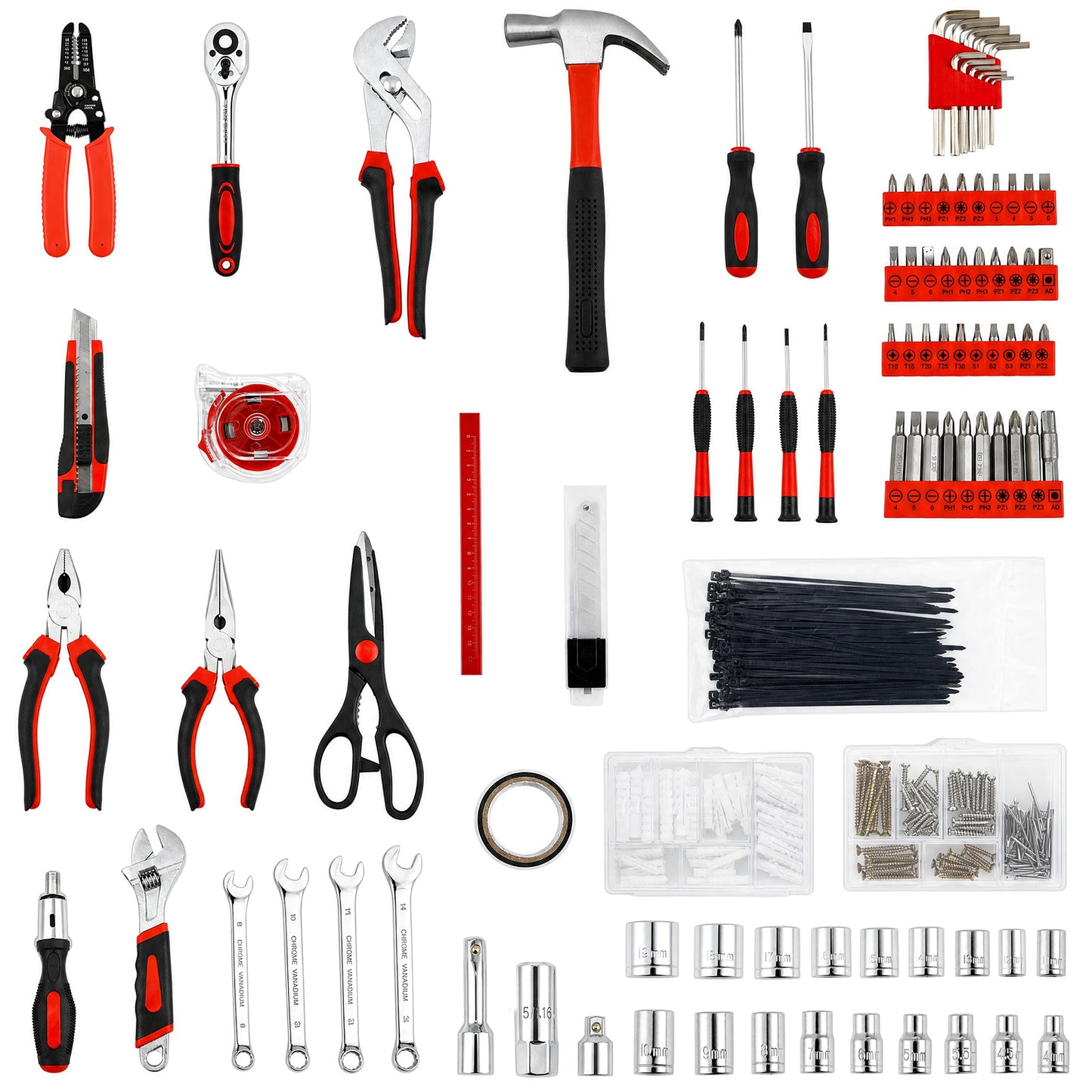 TLGREEN 310-Piece Household Tool Kit, Hand Tool Set with Drawer Tool Box,complete DIY tools, furniture assembly kit, portable drawer storage, sturdy steel tools