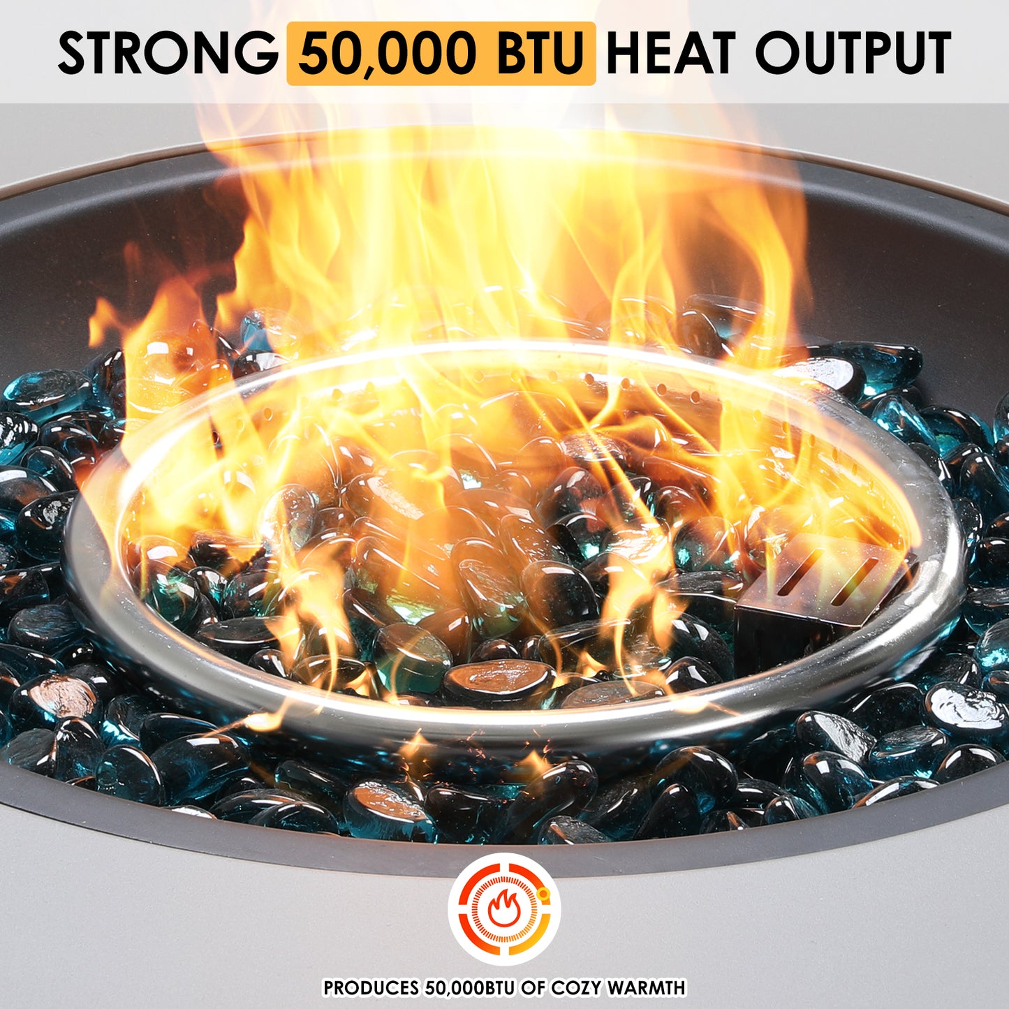 30 in Propane Fire Pit Table Set,2 in 1 Round Patio Heater Table, 50,000 BTU, Adjustable Legs, Outdoor Gas Firepit, for Backyard, Garden,Pool,Balcony, Gray