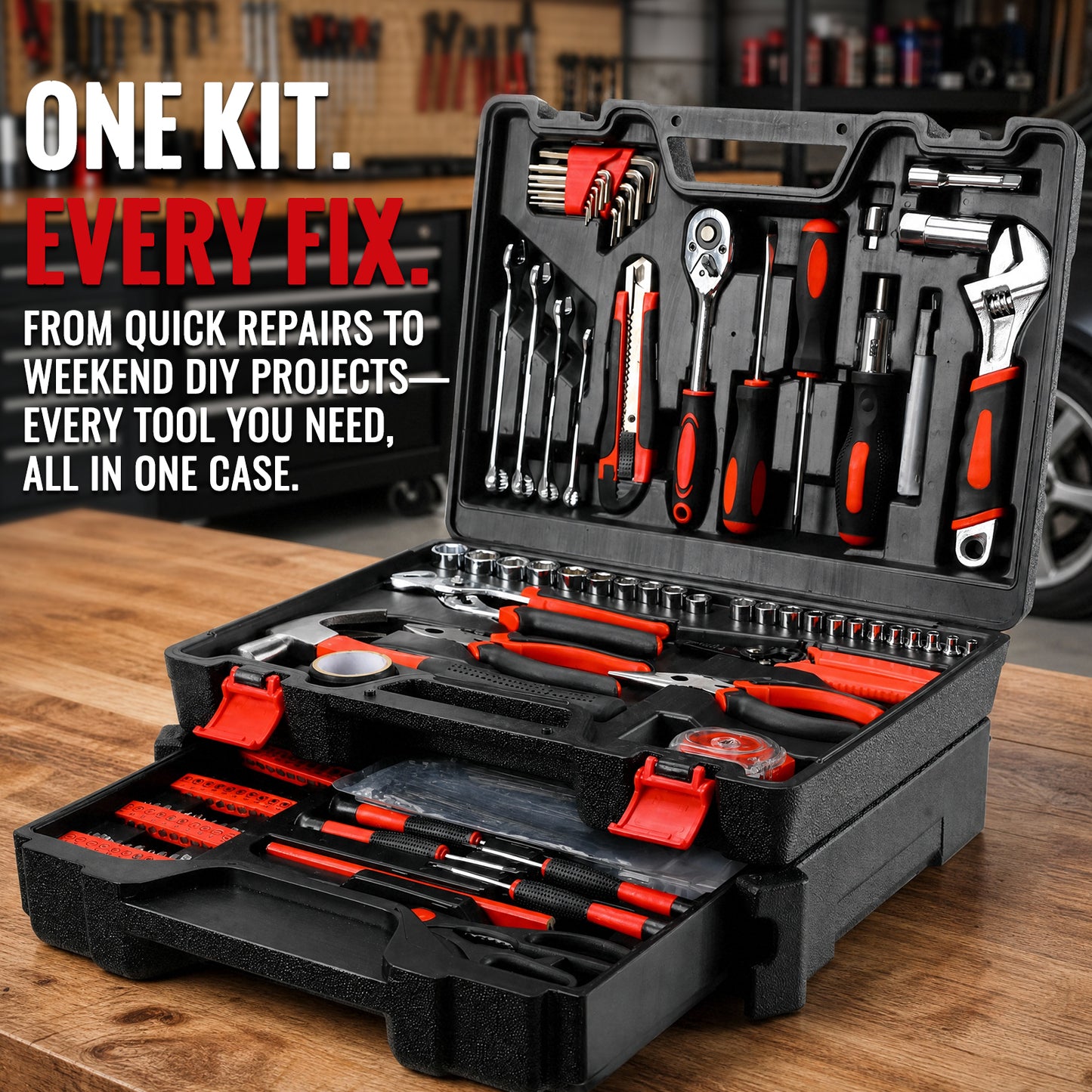 TLGREEN 310-Piece Household Tool Kit, Hand Tool Set with Drawer Tool Box,complete DIY tools, furniture assembly kit, portable drawer storage, sturdy steel tools