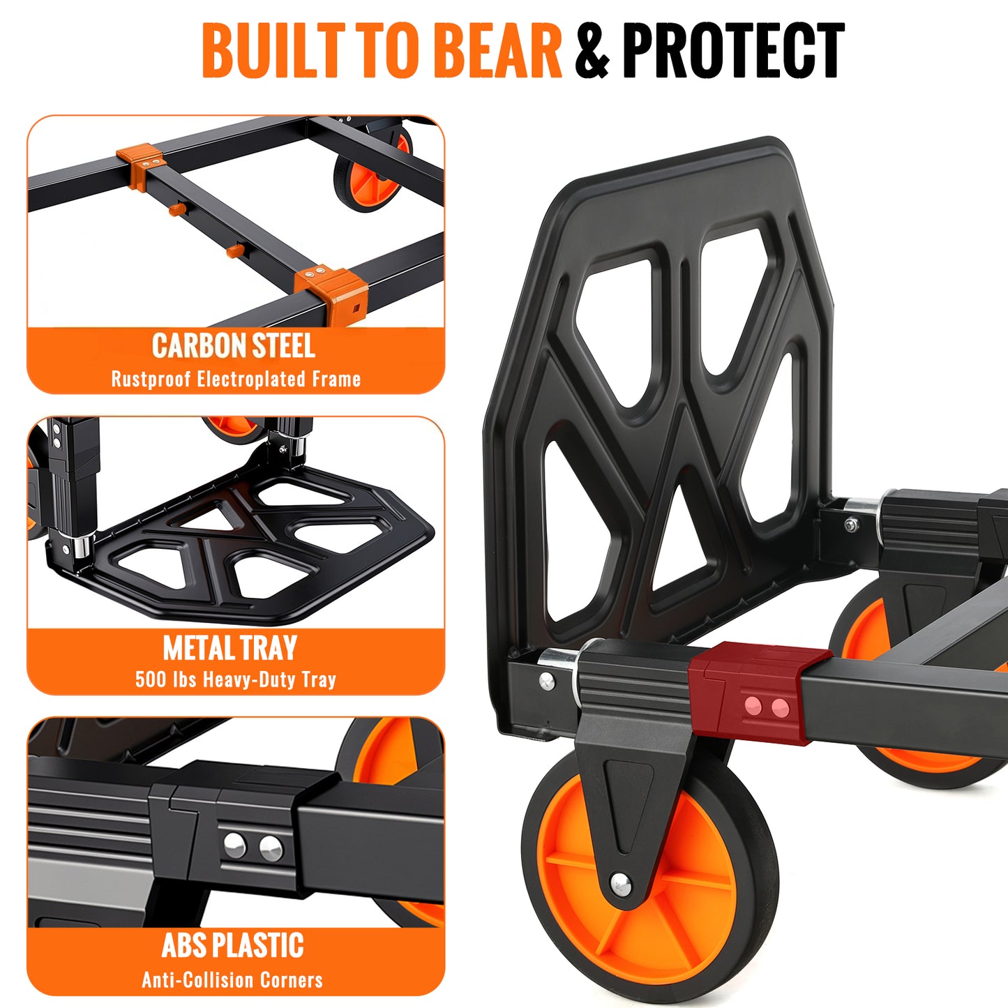 TLGREEN 3 in 1 Folding Hand Truck, 600lb Capacity Convertible Hand Truck Dolly with Silent Swivel Wheels, Heavy Duty Foldable Hand Cart for Moving Households, Shopping Mall, Office, Outdoor Tasks