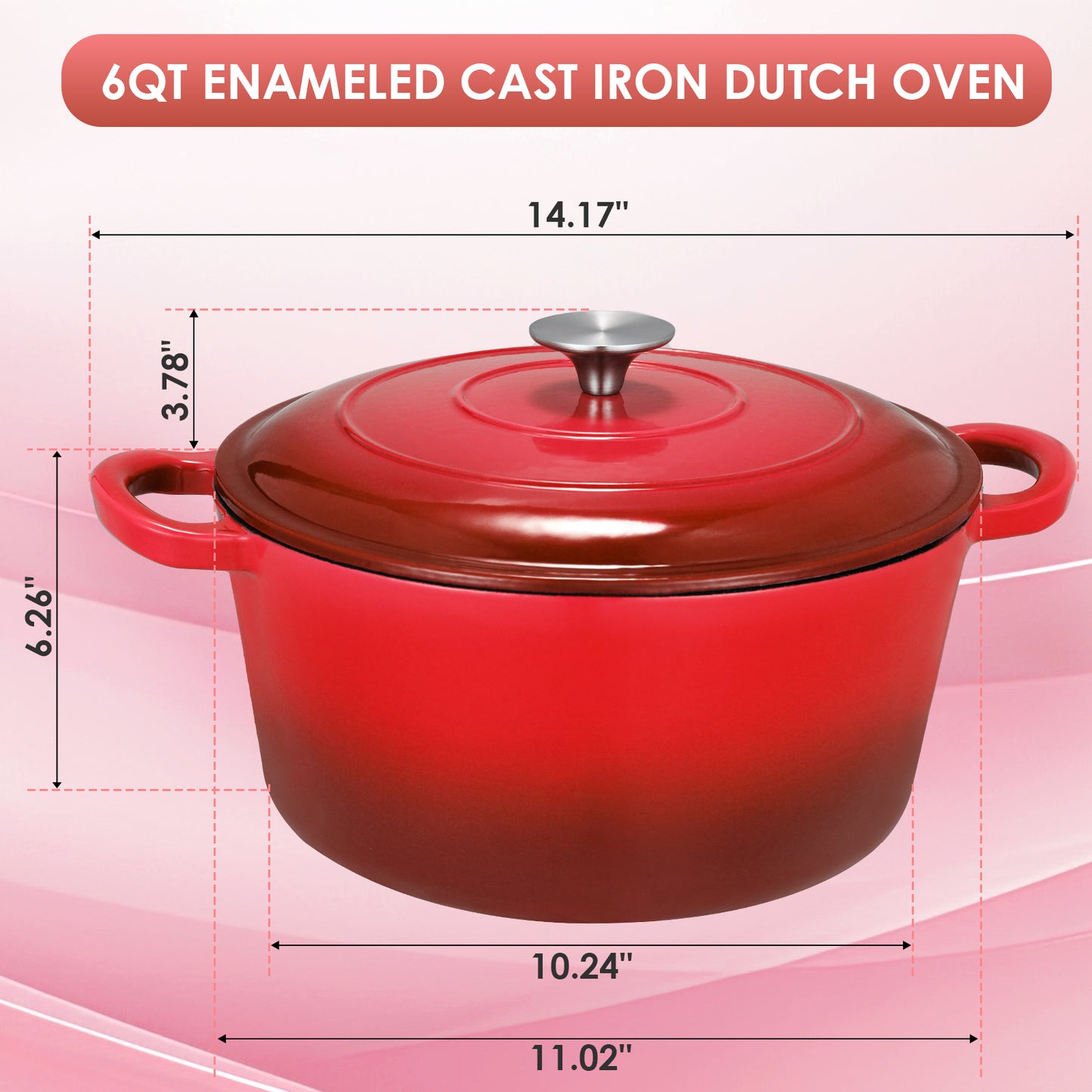 TLGREEN Enameled Cast Iron Dutch Oven Pot with Lid, Oven-Safe to 500°F, Non-Stick Nonstick Cookware for Bread, Braising, Stews, and Roasting