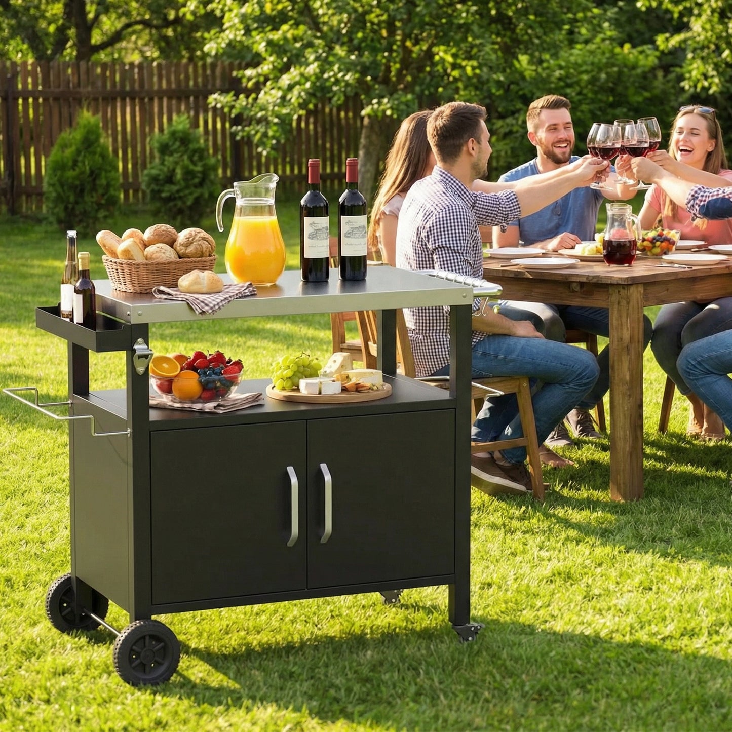 TLGREEN Service Cart with Wheels, Portable Tool Cart for Restaurant, Garage, Warehouse, Home