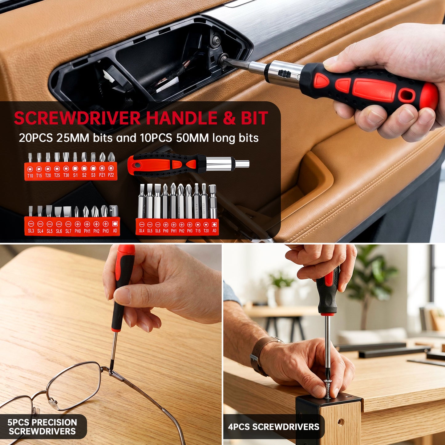 TLGREEN 198 Piece Tool Set, Hand Tool Kit for Home, with Tool Box, Screwdrivers,Socket Adaptor, Wrench,Pliers Saw, Household Tool Set for Home, Car, Garage, Perfect Christmas Gift