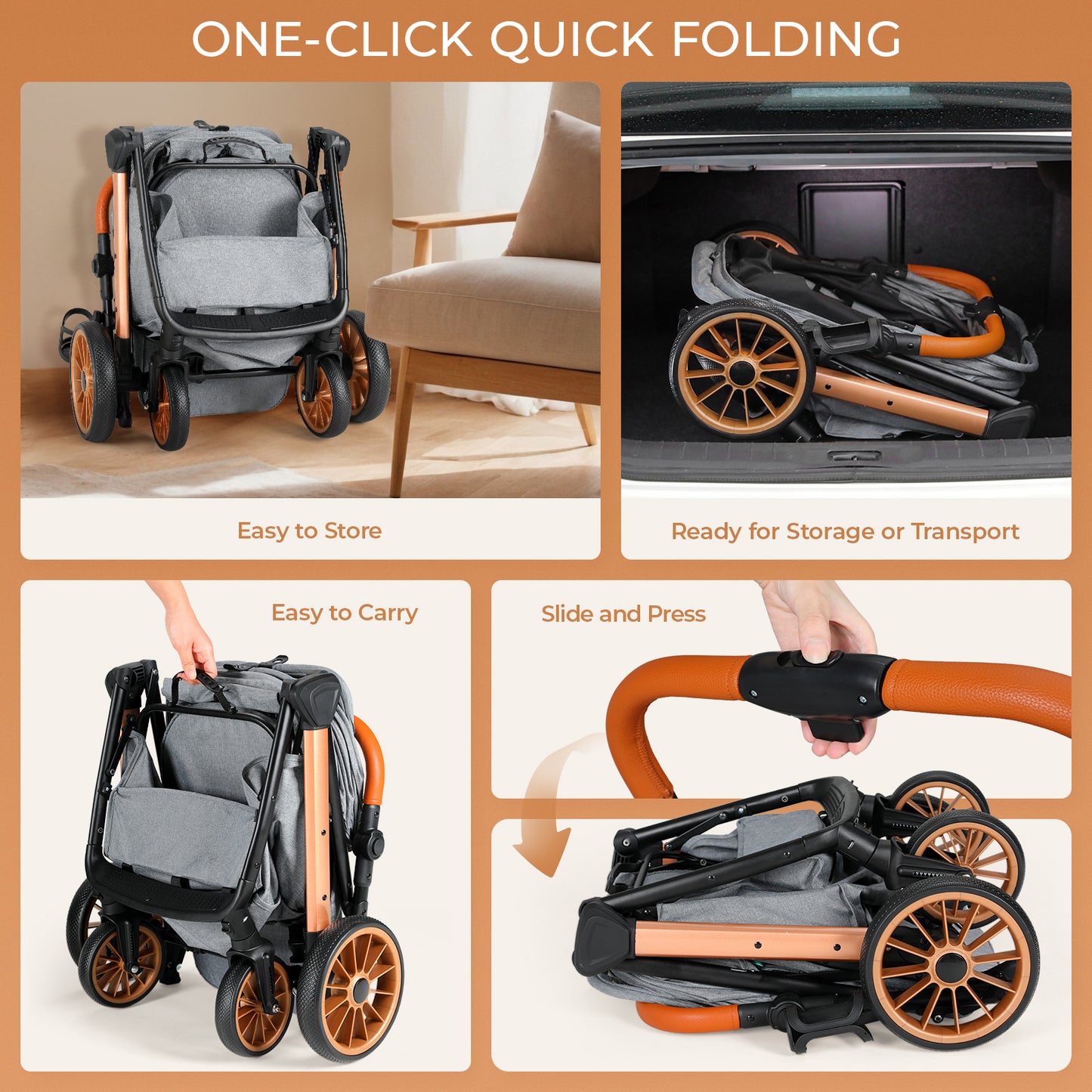 TLGREEN Foldable Dog Stroller for Medium Small Dogs Cats Up to 55 Lbs, Aluminum and Carbon Steel Frame Pet Stroller with Cup Holder, Adjustable Height