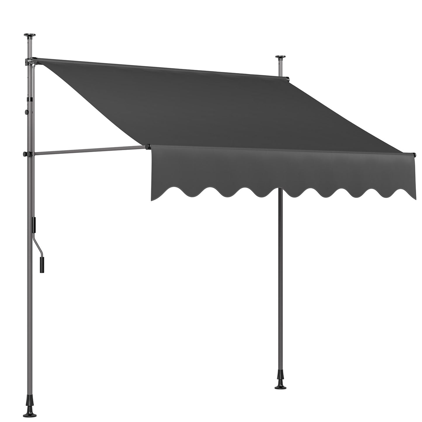 TLGREEN Manual Retractable Awning, Non-screw Outdoor Retractable Patio Awning, Height Adjustable Sun Shade Awning, for Balcony or Door(118" H x 118" W x 47" D)