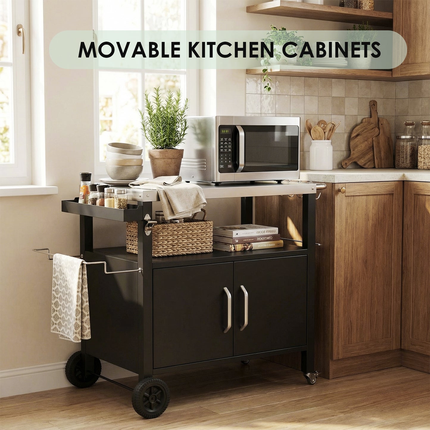 TLGREEN Service Cart with Wheels, Portable Tool Cart for Restaurant, Garage, Warehouse, Home