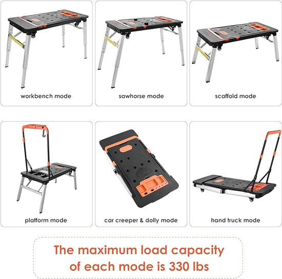 Lightweight Work Table Versatile Folding Work Table: 7 Functions in One – Portable Workbench ...
