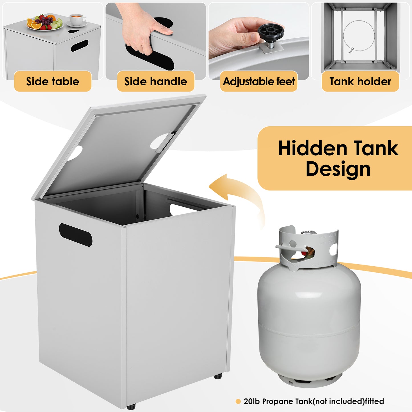 30 in Propane Fire Pit Table Set,2 in 1 Round Patio Heater Table, 50,000 BTU, Adjustable Legs, Outdoor Gas Firepit, for Backyard, Garden,Pool,Balcony, Gray