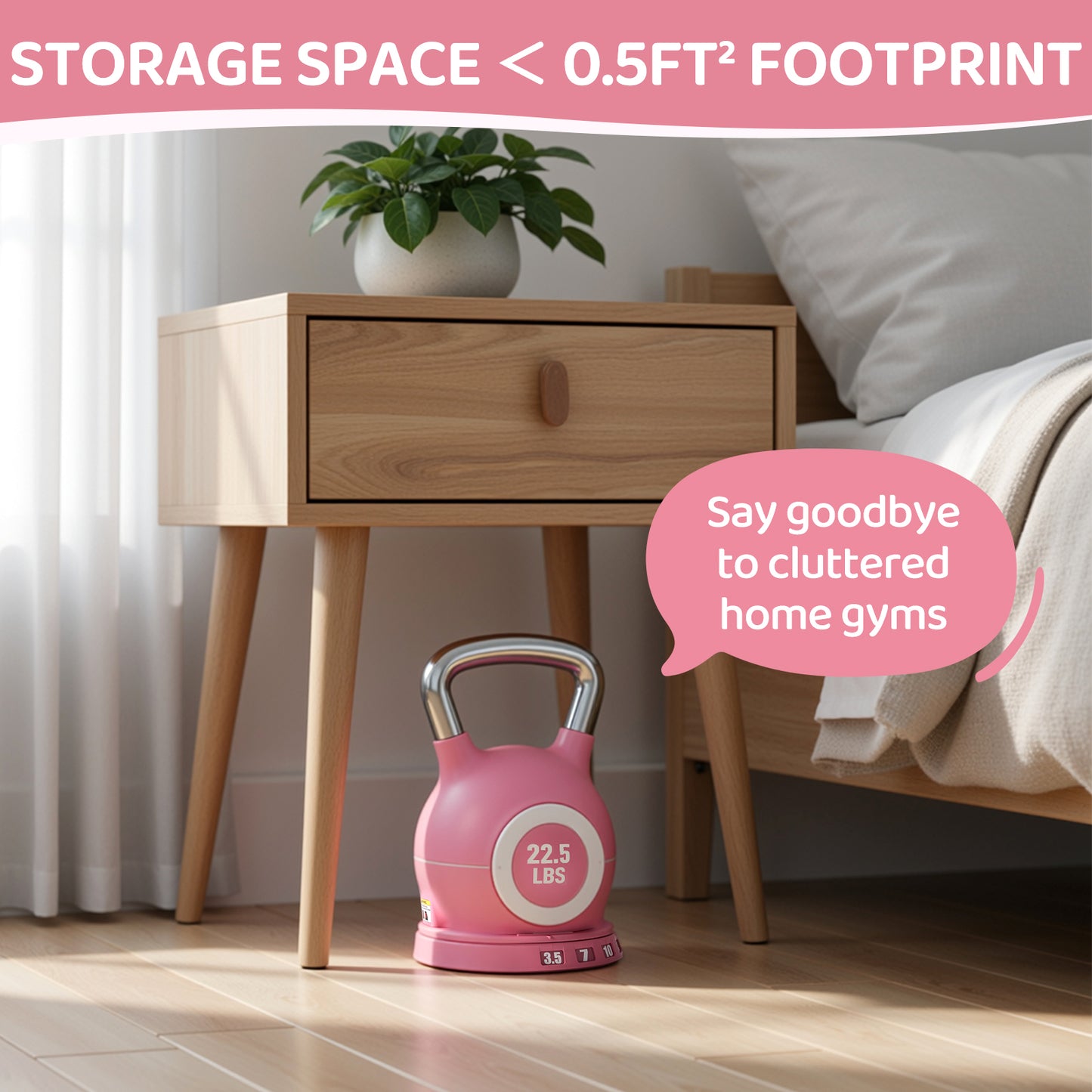 TLGREEN Adjustable Kettlebell Set- 7 Weights (22.5lb/44lb), Quick-Change Weight Dial and Weight Plate Safety Lock, for Full-Body Workout & Cross-Training