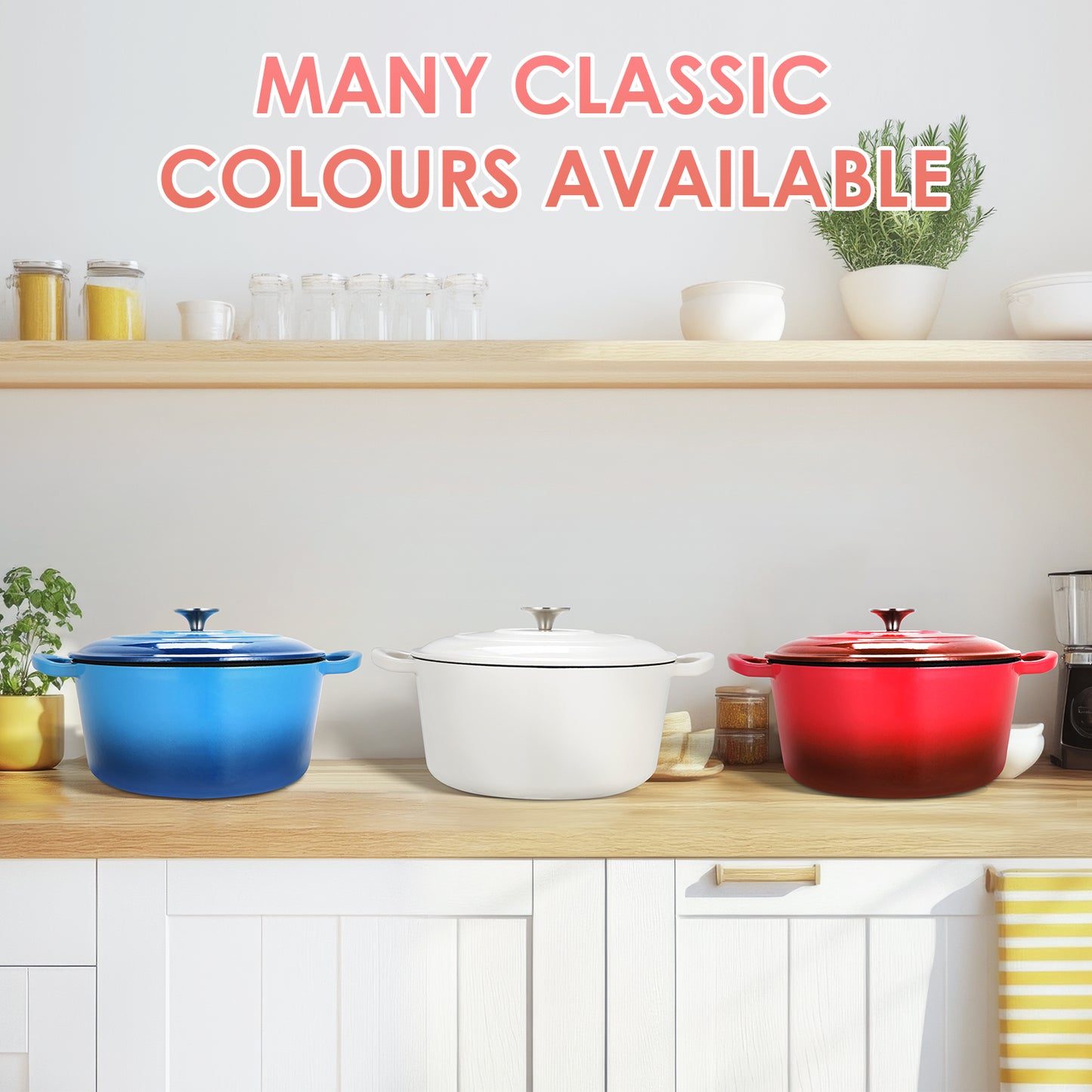 TLGREEN Enameled Cast Iron Dutch Oven Pot with Lid, Oven-Safe to 500°F, Non-Stick Nonstick Cookware for Bread, Braising, Stews, and Roasting