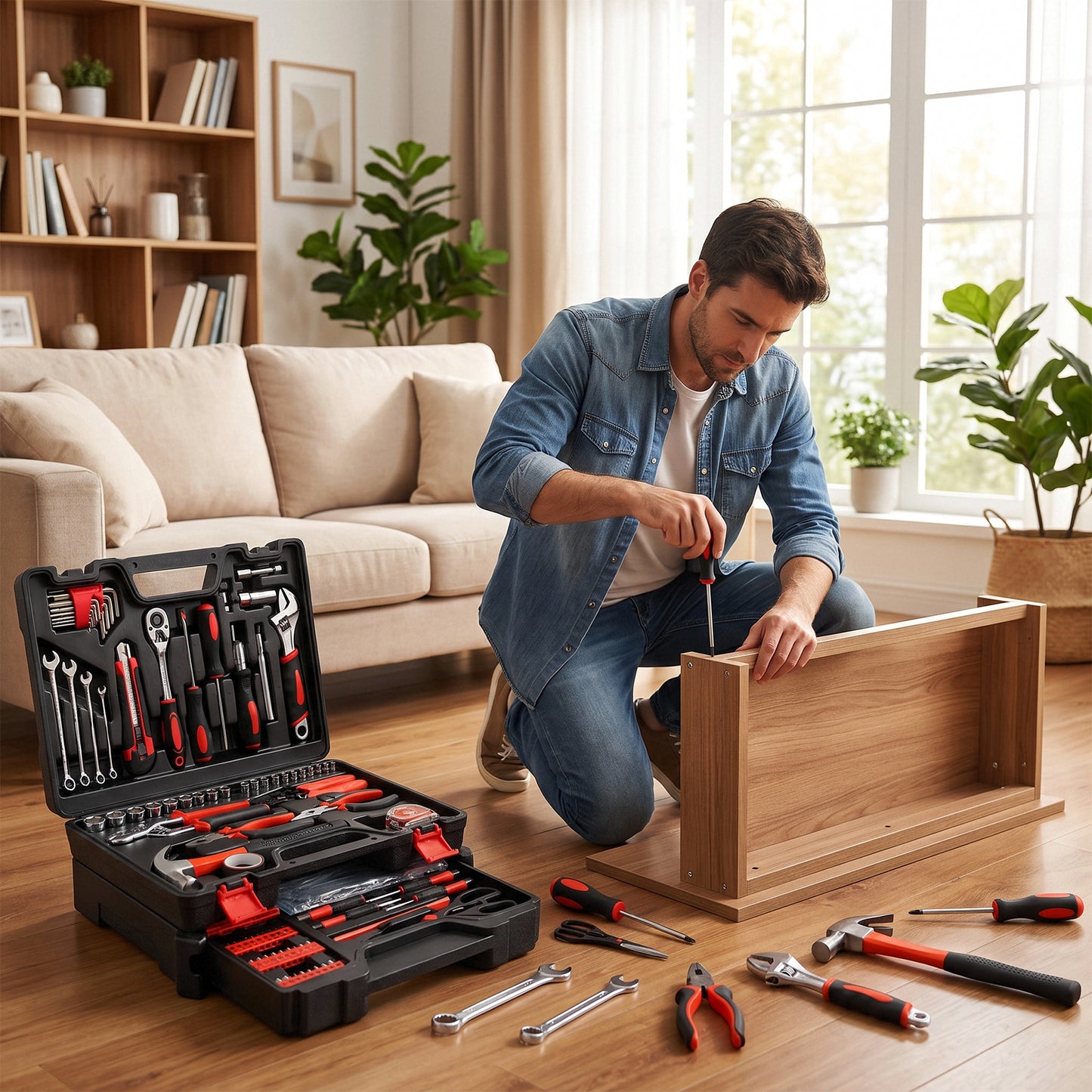 TLGREEN 310-Piece Household Tool Kit, Hand Tool Set with Drawer Tool Box,complete DIY tools, furniture assembly kit, portable drawer storage, sturdy steel tools