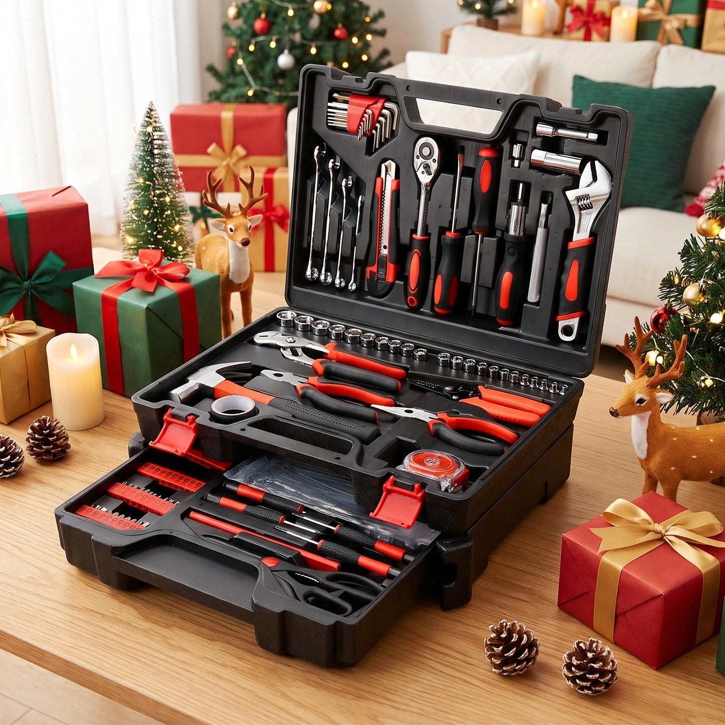 TLGREEN 310-Piece Household Tool Kit, Hand Tool Set with Drawer Tool Box,complete DIY tools, furniture assembly kit, portable drawer storage, sturdy steel tools
