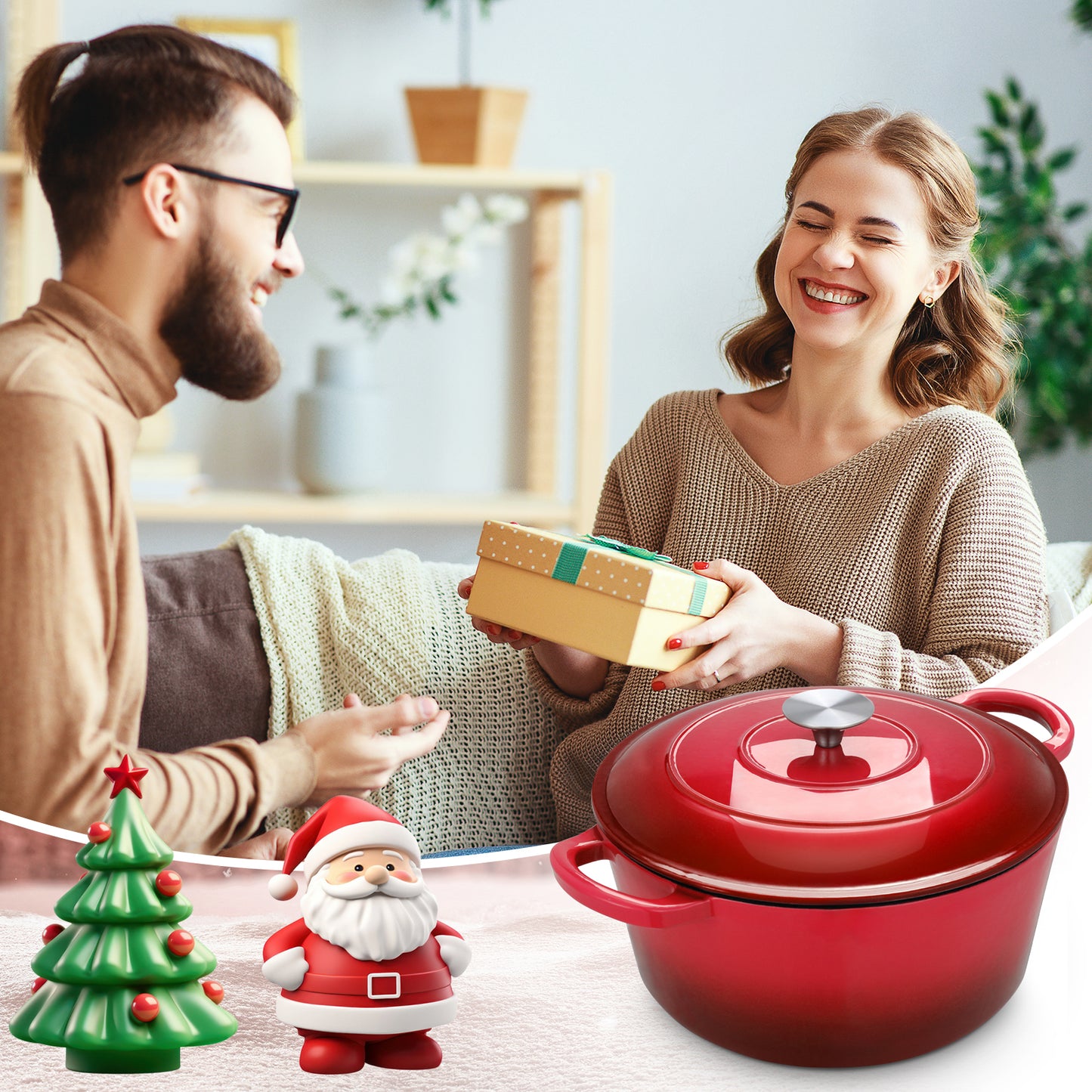 TLGREEN Enameled Cast Iron Dutch Oven Pot with Lid, Oven-Safe to 500°F, Non-Stick Nonstick Cookware for Bread, Braising, Stews, and Roasting